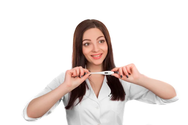 Doctor holding thermometer — Stock Photo, Image