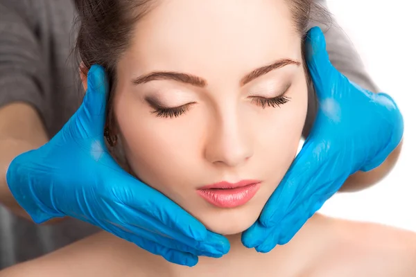 Female face with beauty treatment — Stock Photo, Image