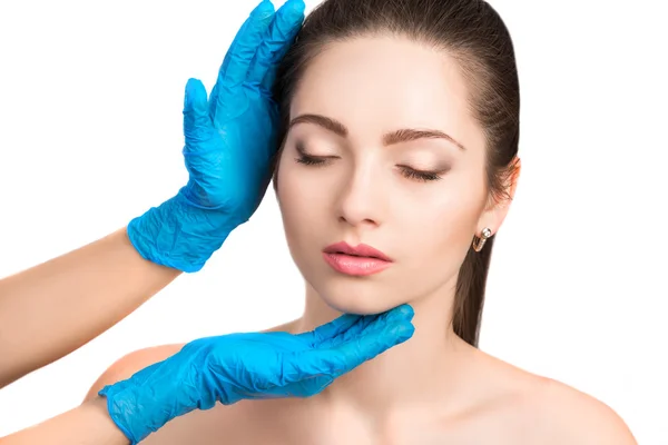 Female face with beauty treatment — Stock Photo, Image