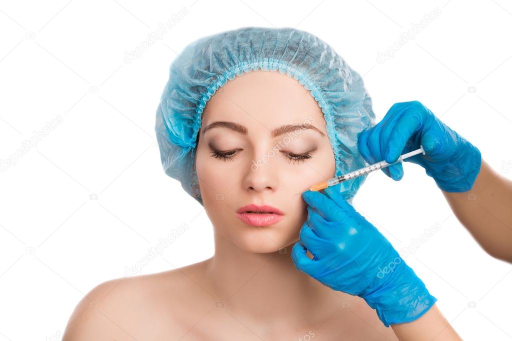 woman receiving  botox injection