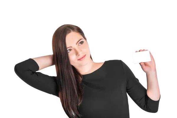 Business woman holding credit card — Stock Photo, Image