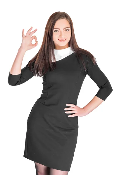 Woman showing OK gesture — Stock Photo, Image