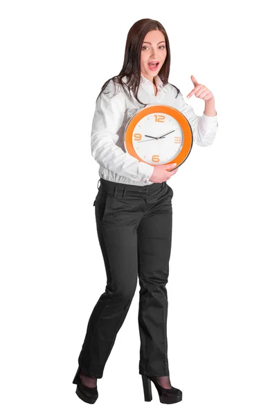 Iş kadını holding saati — Stok fotoğraf