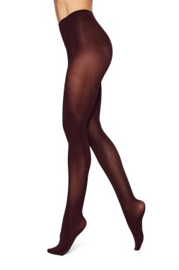 Beyaz arka planda, bordo taytlı, uzun ve güzel kadın bacakları.