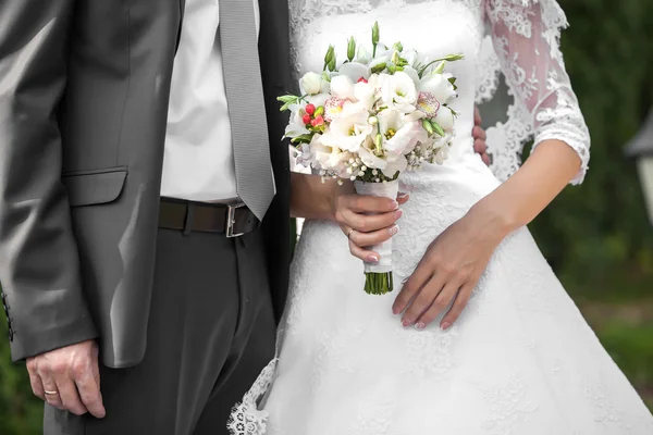 Wedding couple holding hands — Stock Photo, Image