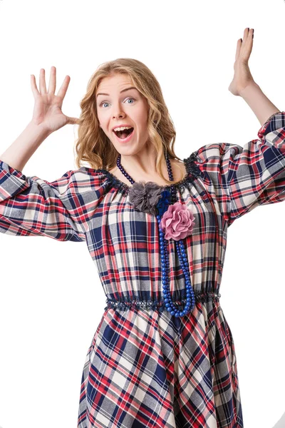 Girl in checked dress — Stock Photo, Image