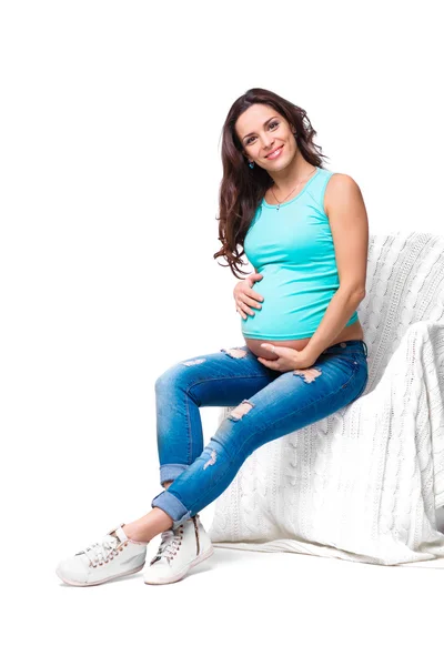 Hermosa morena embarazada — Foto de Stock