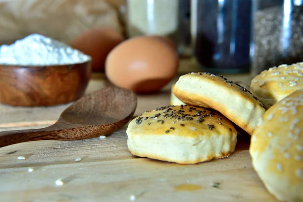 Biscoitos Caseiros Orgânicos Com Semente Gergelim Preto — Fotografia de Stock