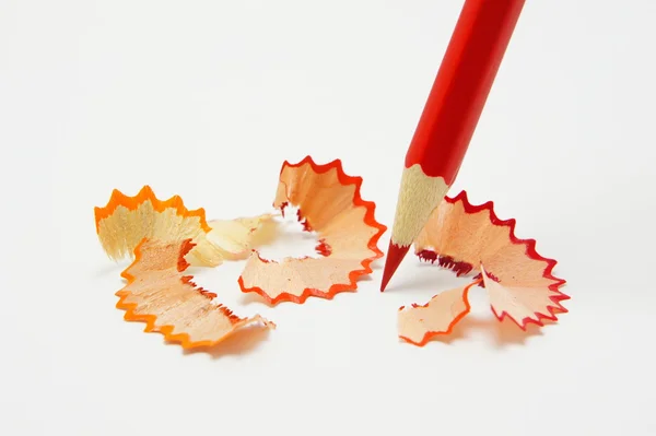 Red pencil and shavings — Stock Photo, Image