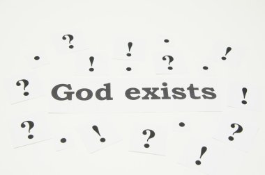 Atheism. God exists with punctuation marks. clipart