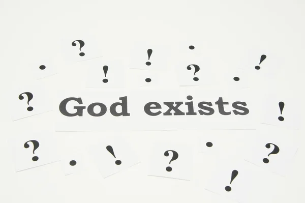 Ateizm. Noktalama işaretleri ile Tanrı var.