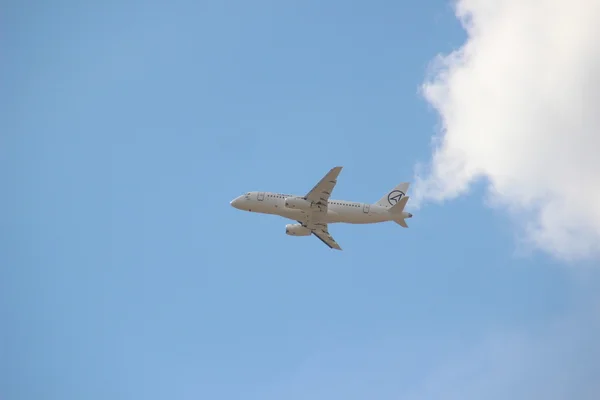 Zhukovsky. Moskova bölgesi. Rusya, 28 Ağustos 2015 Uluslararası Havacılık Salon-2015. Uçak Superjet Rrj-95b