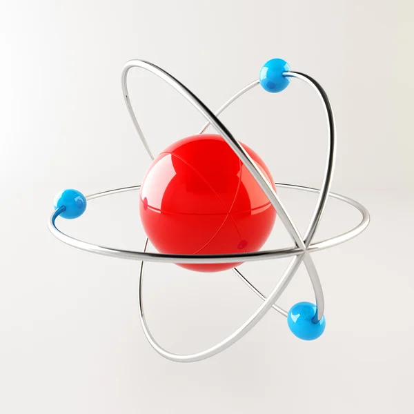 Niebieski i czerwony Atom — Zdjęcie stockowe
