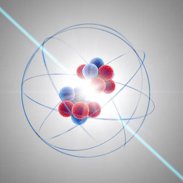 Блакитний і червоний атом — стокове фото