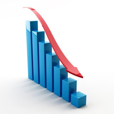 Düşen büyükçe mavi grafik