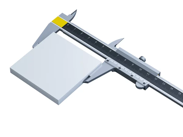 화이트 플레이트와 금속 캘리퍼스 — 스톡 사진