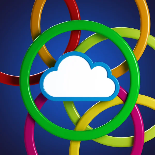 Plastick wolk op verschillende kleurrijke cirkels — Stockfoto
