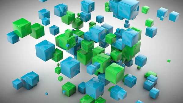 Variedade cubos azuis e verdes — Fotografia de Stock