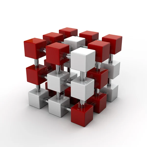 Grade de cubo branco e vermelho — Fotografia de Stock