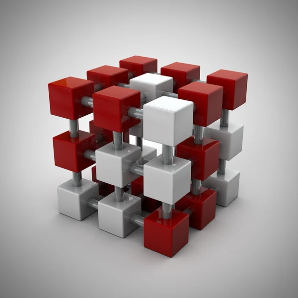 Grade de cubo branco e vermelho — Fotografia de Stock