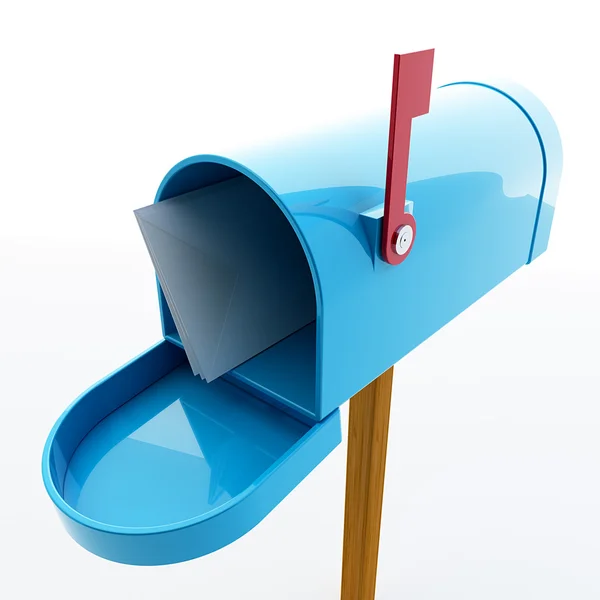 Blue Mailbox with Mails — Stock Photo, Image