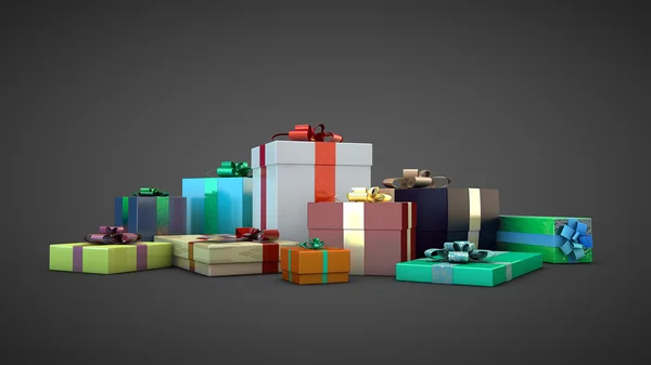 Vielfalt bunte Geschenkboxen — Stockfoto