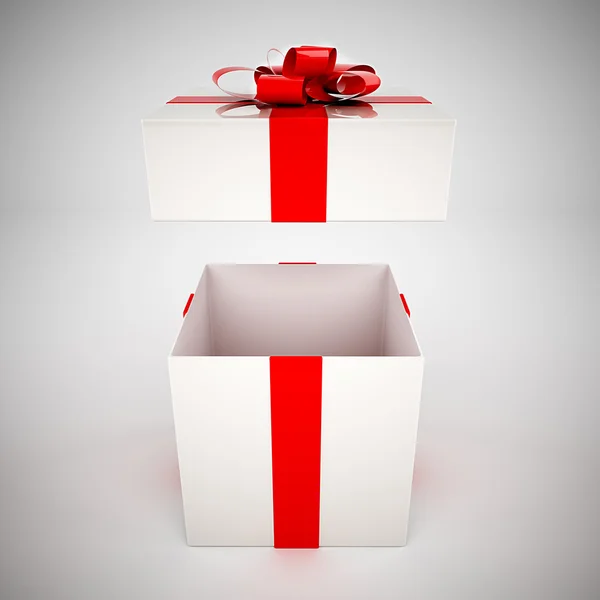 Caja de regalo blanca abierta — Foto de Stock