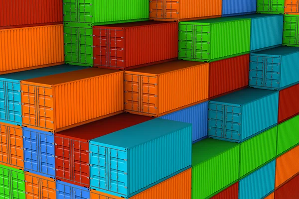 Красочные транспортные контейнеры — стоковое фото