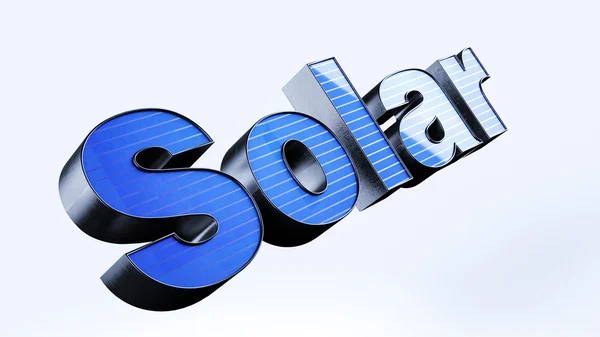 Solární modrý nápis z panelů — Stock fotografie