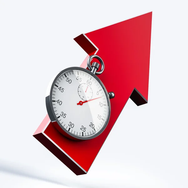 Γυαλιστερό χρονόμετρο με κόκκινο βέλος — Φωτογραφία Αρχείου