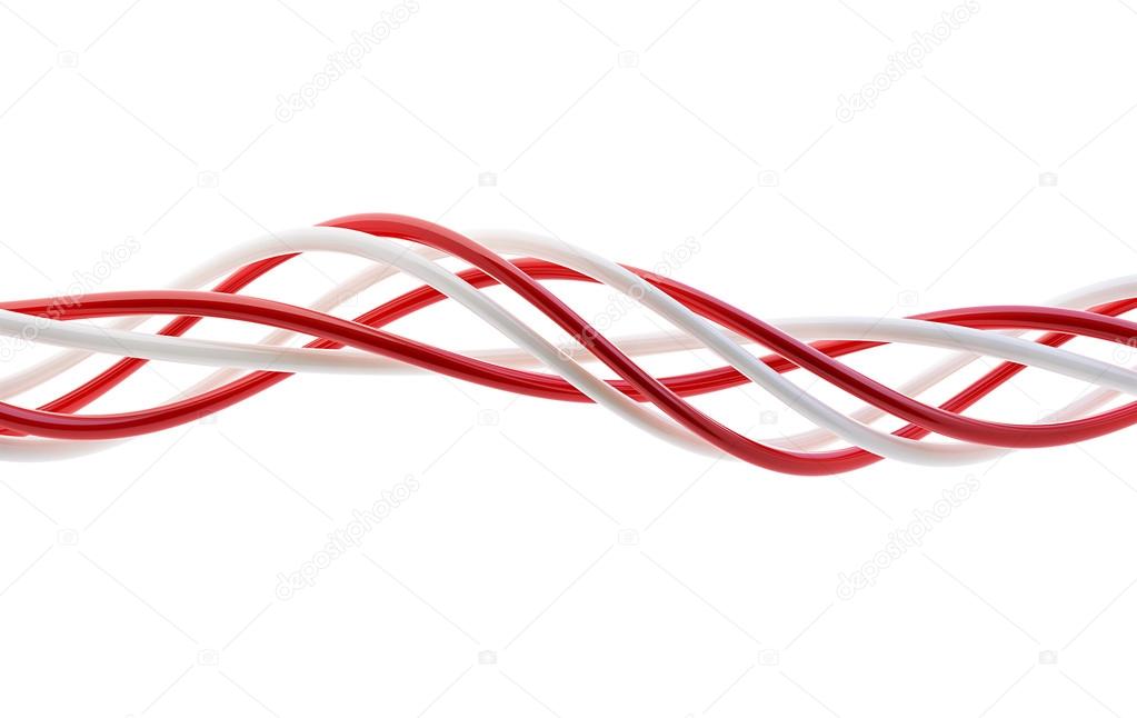 Red and white strings twist