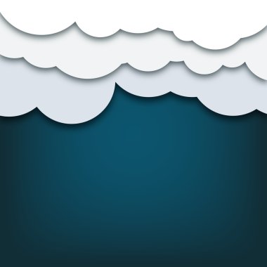 Kağıt bulutlar mavi zemin üzerine