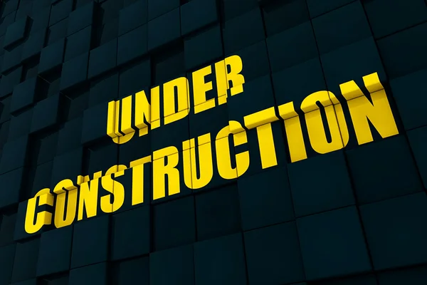 Under construction yellow inscription — Stock Photo, Image