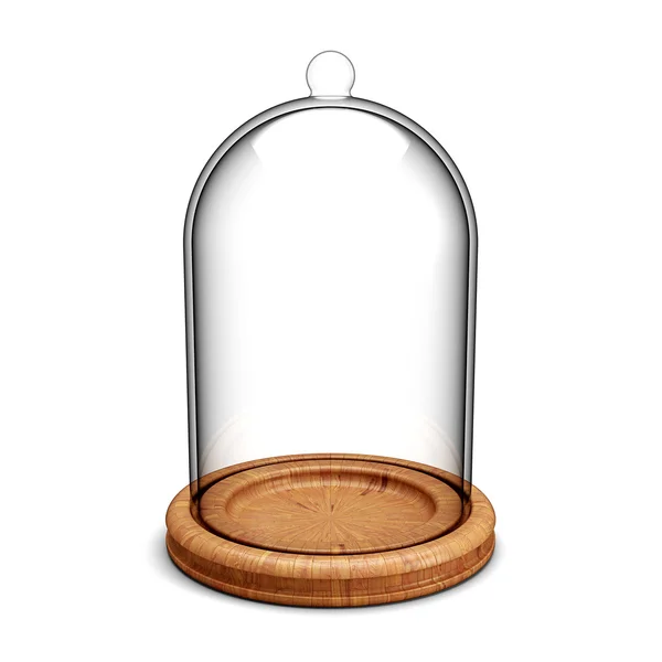 Skleněný zvonek na dřevěné desce — Stock fotografie