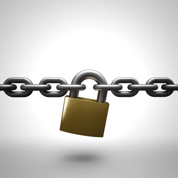 Key lock locked with a chain — Stock Photo, Image