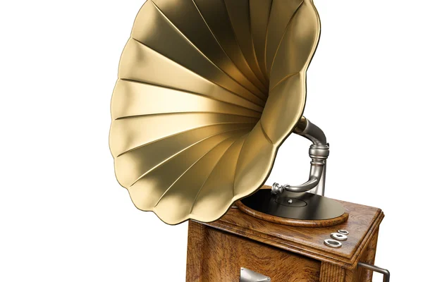 Vieux gramophone doré — Photo