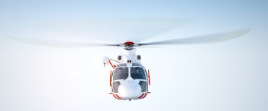 Kırmızı ve beyaz helikopter