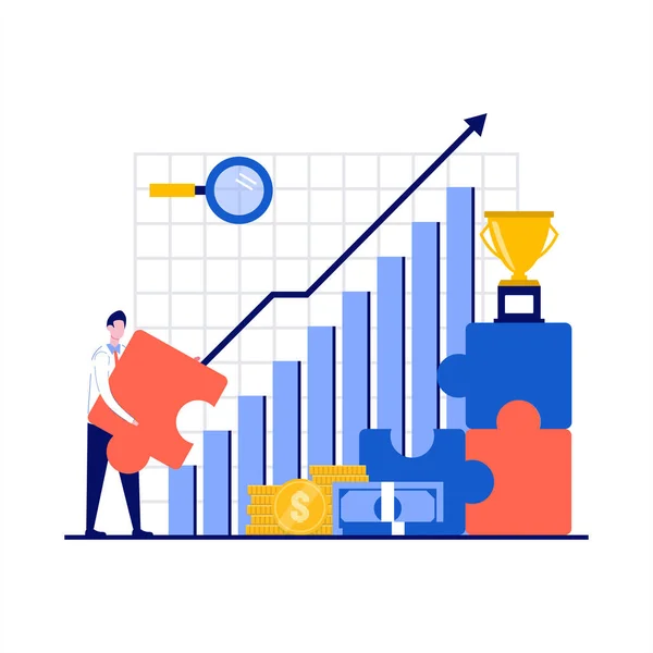 Concepto Crecimiento Empresarial Con Carácter Nivel Avance Del Empleado Progreso — Archivo Imágenes Vectoriales