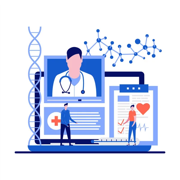 Médecine Concept Soins Santé Avec Caractère Consultation Médicale Ligne Rendez — Image vectorielle