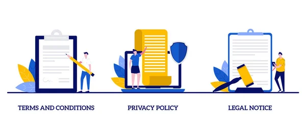 Términos Condiciones Política Privacidad Concepto Aviso Legal Con Carácter Conjunto — Archivo Imágenes Vectoriales