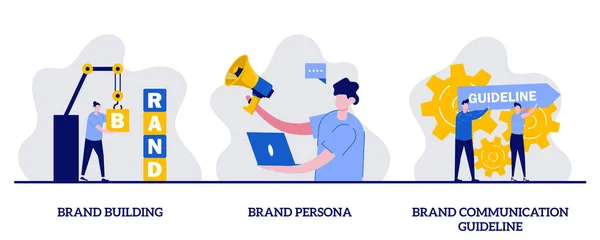 Brand Building Brand Persona Brand Communication Guideline Koncept Nepatrným Charakterem — Stockový vektor