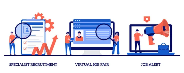 Contratación Especializada Feria Empleo Virtual Concepto Alerta Empleo Con Gente — Vector de stock