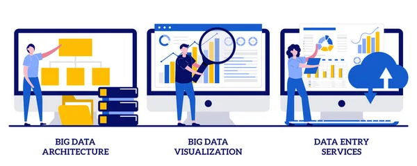 Big Data Architektur Big Data Visualisierung Data Entry Services Konzept — Stockvektor