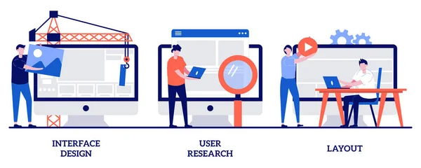 Diseño Interfaz Investigación Usuarios Concepto Diseño Con Personas Pequeñas Interfaz — Vector de stock