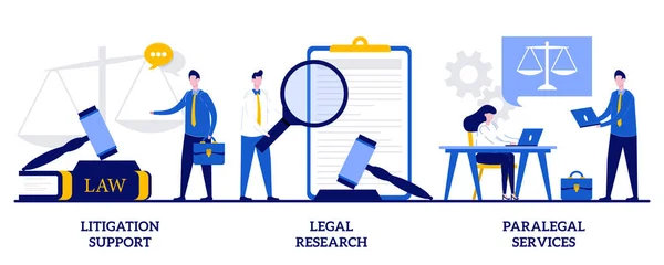 Podpora Soudních Sporů Právní Výzkum Koncepce Právních Služeb Malými Lidmi — Stockový vektor