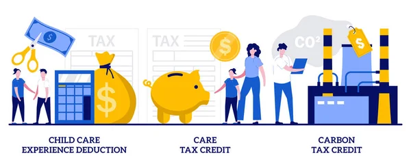 Child Care Experience Deduction Care Tax Credit Carbon Tax Credit - Stok Vektor