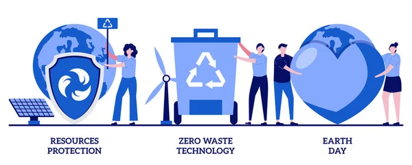 Resources Protection Zero Waste Technology Earth Day Concept Tiny People — Διανυσματικό Αρχείο