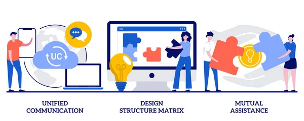 Comunicación Unificada Matriz Estructura Diseño Concepto Asistencia Mutua Con Personas — Vector de stock