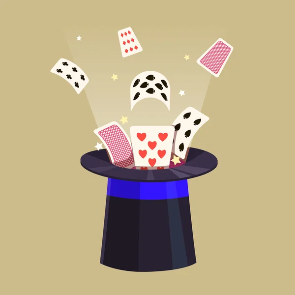 Sihir numarası. Retro kartları ve bir şapka.