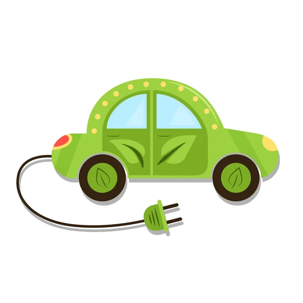 llustration yeşil fiş ile elektrikli araba. Elektrikli Araçlar